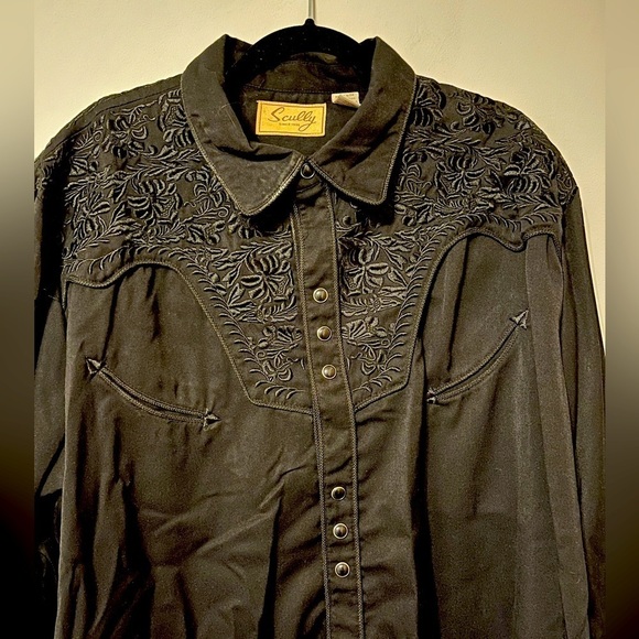Scully Gunfighter Western Embroidered Pearl Snap Shirt Size XXL - Picture 5 of 9